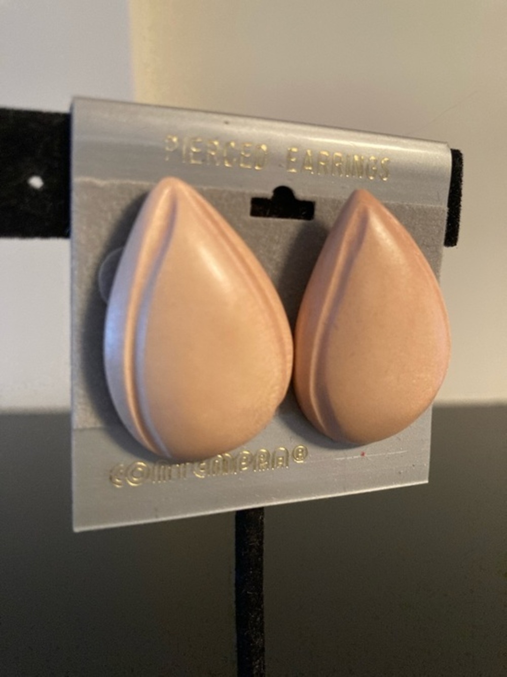 Women's Peach Teardrop Clip-On Earrings